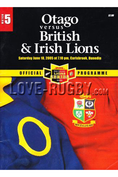 2005 Otago v British and Irish Lions  Rugby Programme